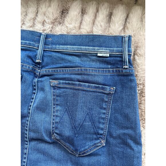 MOTHER High Waist Button Front Denim Mini Skirt Size 27 Blue Moon Wash - Picture 7 of 9